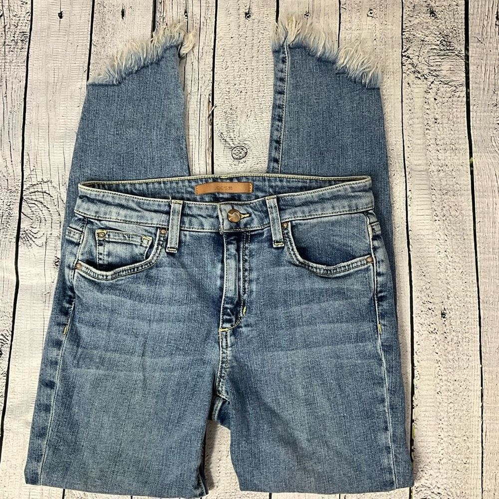 Joe's Jeans Light Blue Cropped Frayed Hem Ankle Jeans
